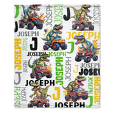 Personalized Baby Blanket Dinosaur Flame Pickup Name Custom Blanket